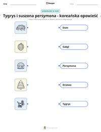 Podgląd drukowalnego arkusza ćwiczeń Tygrys i suszona persymona - koreańska opowieść