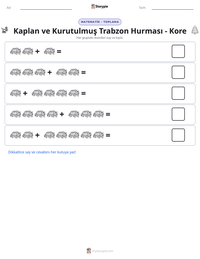 Kaplan ve Kurutulmuş Trabzon Hurması - Kore yazdırılabilir çalışma sayfası önizlemesi