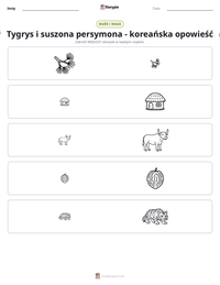 Podgląd drukowalnego arkusza ćwiczeń Tygrys i suszona persymona - koreańska opowieść