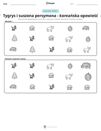 Podgląd drukowalnego arkusza ćwiczeń Tygrys i suszona persymona - koreańska opowieść