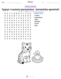 Podgląd drukowalnego arkusza ćwiczeń Tygrys i suszona persymona - koreańska opowieść