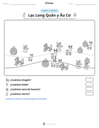 Vista previa de la hoja de trabajo imprimible de Lạc Long Quân y Âu Cơ