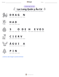 Vista previa de la hoja de trabajo imprimible de Lạc Long Quân y Âu Cơ