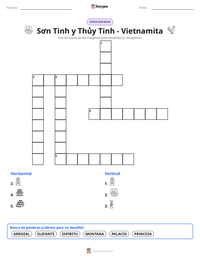 Vista previa de la hoja de trabajo imprimible de Sơn Tinh y Thủy Tinh - Vietnamita