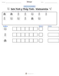 Vista previa de la hoja de trabajo imprimible de Sơn Tinh y Thủy Tinh - Vietnamita