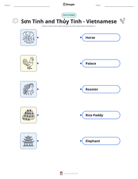 Sơn Tinh and Thủy Tinh - Vietnamese printable worksheet preview