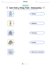 Vista previa de la hoja de trabajo imprimible de Sơn Tinh y Thủy Tinh - Vietnamita