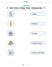 Prévia da folha de atividades imprimível Sơn Tinh e Thủy Tinh - Vietnamita