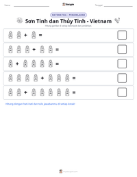 Prabaca lembar kerja cetak Sơn Tinh dan Thủy Tinh - Vietnam