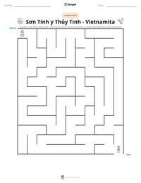 Vista previa de la hoja de trabajo imprimible de Sơn Tinh y Thủy Tinh - Vietnamita