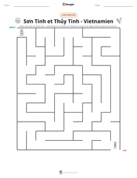 Aperçu de la feuille de travail imprimable Sơn Tinh et Thủy Tinh - Vietnamien