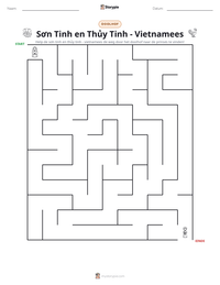 Sơn Tinh en Thủy Tinh - Vietnamees afdrukbare werkblad voorbeeld