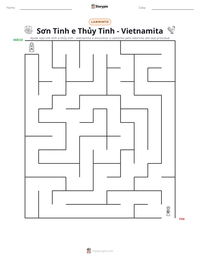 Prévia da folha de atividades imprimível Sơn Tinh e Thủy Tinh - Vietnamita