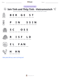 Sơn Tinh und Thủy Tinh - Vietnamesisch druckbare Arbeitsblatt Vorschau