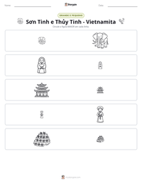 Prévia da folha de atividades imprimível Sơn Tinh e Thủy Tinh - Vietnamita
