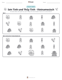Sơn Tinh und Thủy Tinh - Vietnamesisch druckbare Arbeitsblatt Vorschau