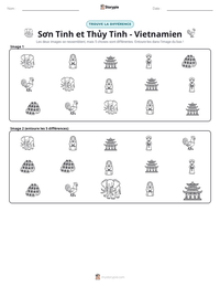 Aperçu de la feuille de travail imprimable Sơn Tinh et Thủy Tinh - Vietnamien