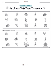 Prévia da folha de atividades imprimível Sơn Tinh e Thủy Tinh - Vietnamita