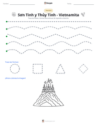 Vista previa de la hoja de trabajo imprimible de Sơn Tinh y Thủy Tinh - Vietnamita