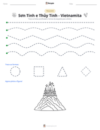Prévia da folha de atividades imprimível Sơn Tinh e Thủy Tinh - Vietnamita