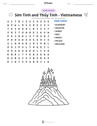 Sơn Tinh and Thủy Tinh - Vietnamese printable worksheet preview