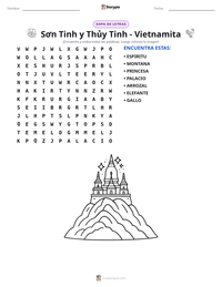 Vista previa de la hoja de trabajo imprimible de Sơn Tinh y Thủy Tinh - Vietnamita