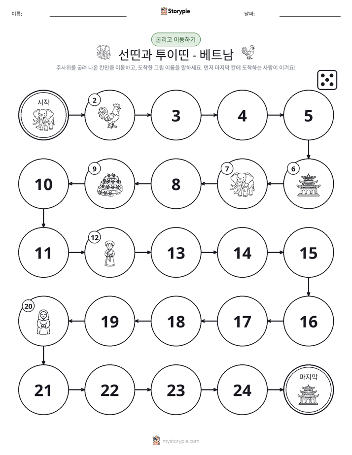 주사위 굴리고 이동하기 게임