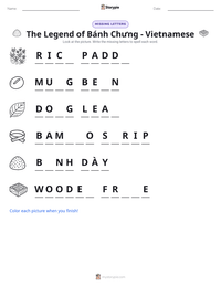 The Legend of Bánh Chưng - Vietnamese printable worksheet preview