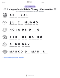 Vista previa de la hoja de trabajo imprimible de La leyenda del Bánh Chưng - Vietnamita