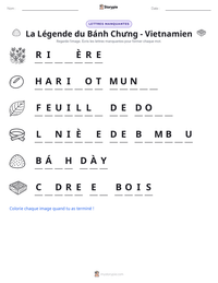 Aperçu de la feuille de travail imprimable La Légende du Bánh Chưng - Vietnamien