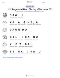 Prabaca lembar kerja cetak Legenda Bánh Chưng - Vietnam