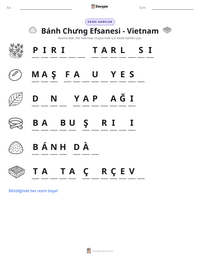 Bánh Chưng Efsanesi - Vietnam yazdırılabilir çalışma sayfası önizlemesi