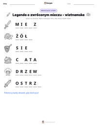 Podgląd drukowalnego arkusza ćwiczeń Legenda o zwróconym mieczu - wietnamska