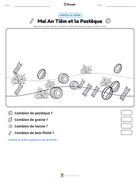 Aperçu de la feuille de travail imprimable Mai An Tiêm et la Pastèque
