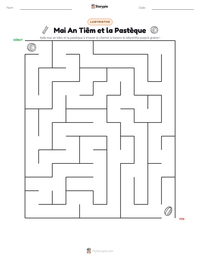 Aperçu de la feuille de travail imprimable Mai An Tiêm et la Pastèque