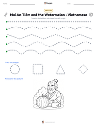 Mai An Tiêm and the Watermelon - Vietnamese printable worksheet preview