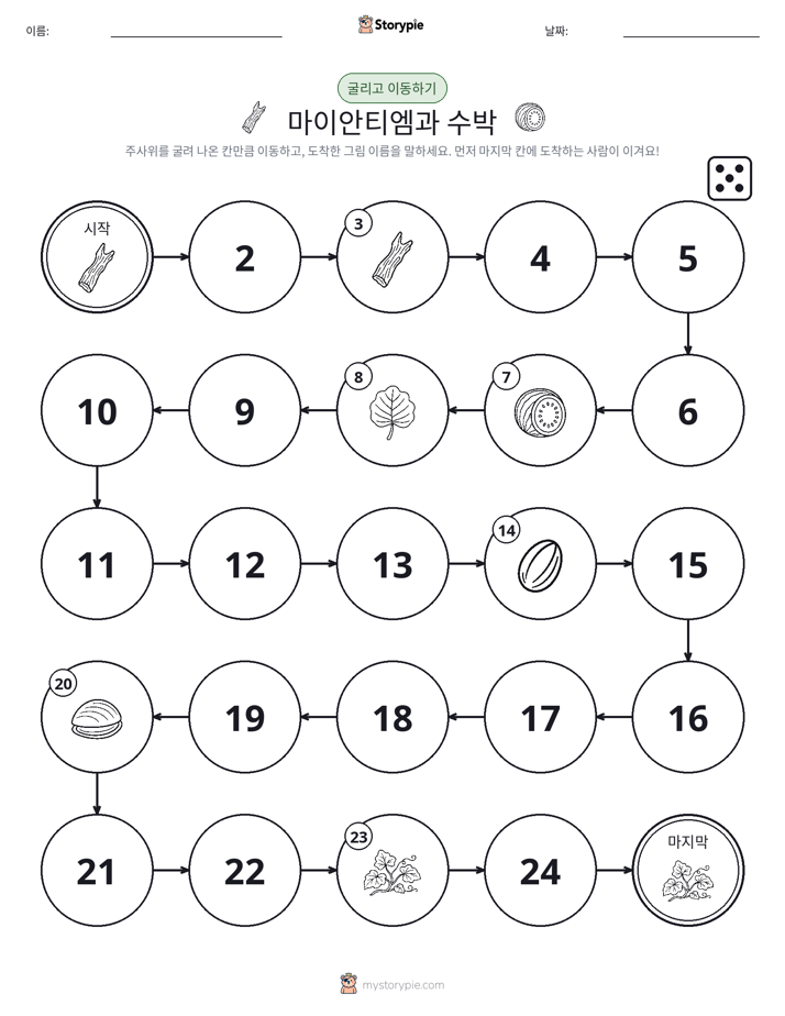 주사위 굴리고 이동하기 게임