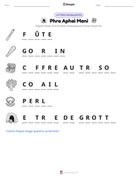 Aperçu de la feuille de travail imprimable Phra Aphai Mani