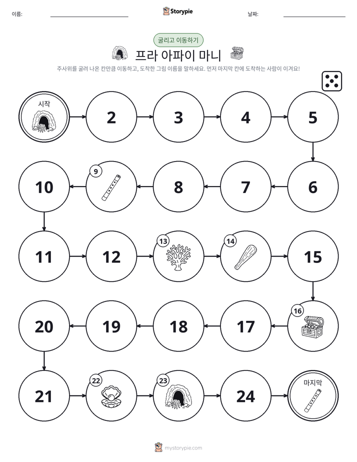 주사위 굴리고 이동하기 게임