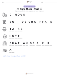 Aperçu de la feuille de travail imprimable Sang Thong - Thaï