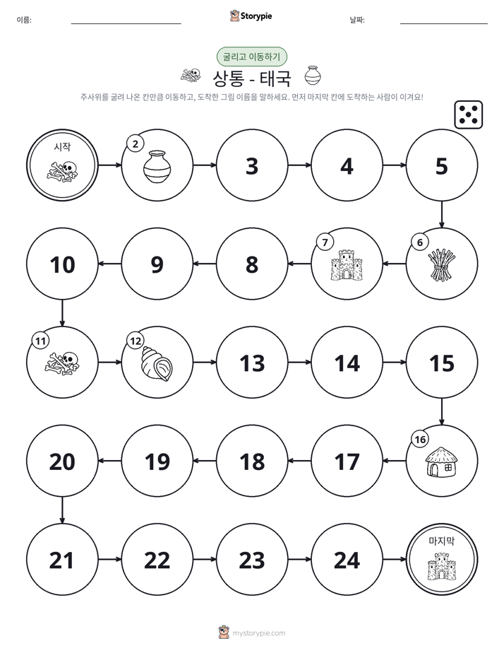 주사위 굴리고 이동하기 게임