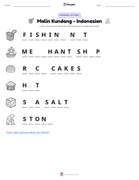 Malin Kundang - Indonesian printable worksheet preview