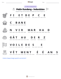 Aperçu de la feuille de travail imprimable Malin Kundang - Indonésien
