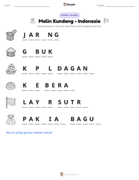 Prabaca lembar kerja cetak Malin Kundang - Indonesia
