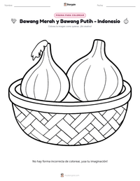 Vista previa de la hoja de trabajo imprimible de Bawang Merah y Bawang Putih - Indonesio