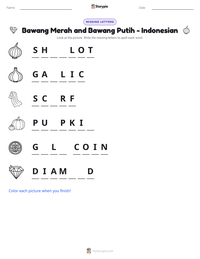 Bawang Merah and Bawang Putih - Indonesian printable worksheet preview