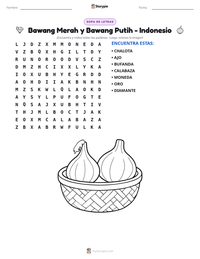 Vista previa de la hoja de trabajo imprimible de Bawang Merah y Bawang Putih - Indonesio