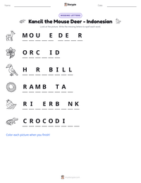 Kancil the Mouse Deer - Indonesian printable worksheet preview