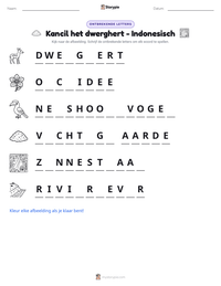 Kancil het dwerghert - Indonesisch afdrukbare werkblad voorbeeld