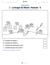 Aperçu de la feuille de travail imprimable Le Dragon du Wawel - Polonais